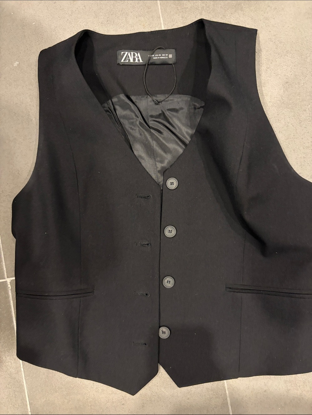 ZARA Black Tailored Button Vest